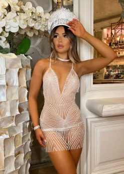 Women DressMeZee Dresses|Akela Glitter Dress - White