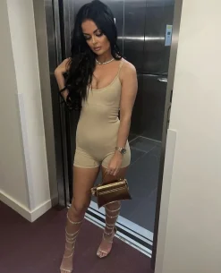 Women DressMeZee Rompers & Jumpsuits|Alessia Shaping Romper - Beige