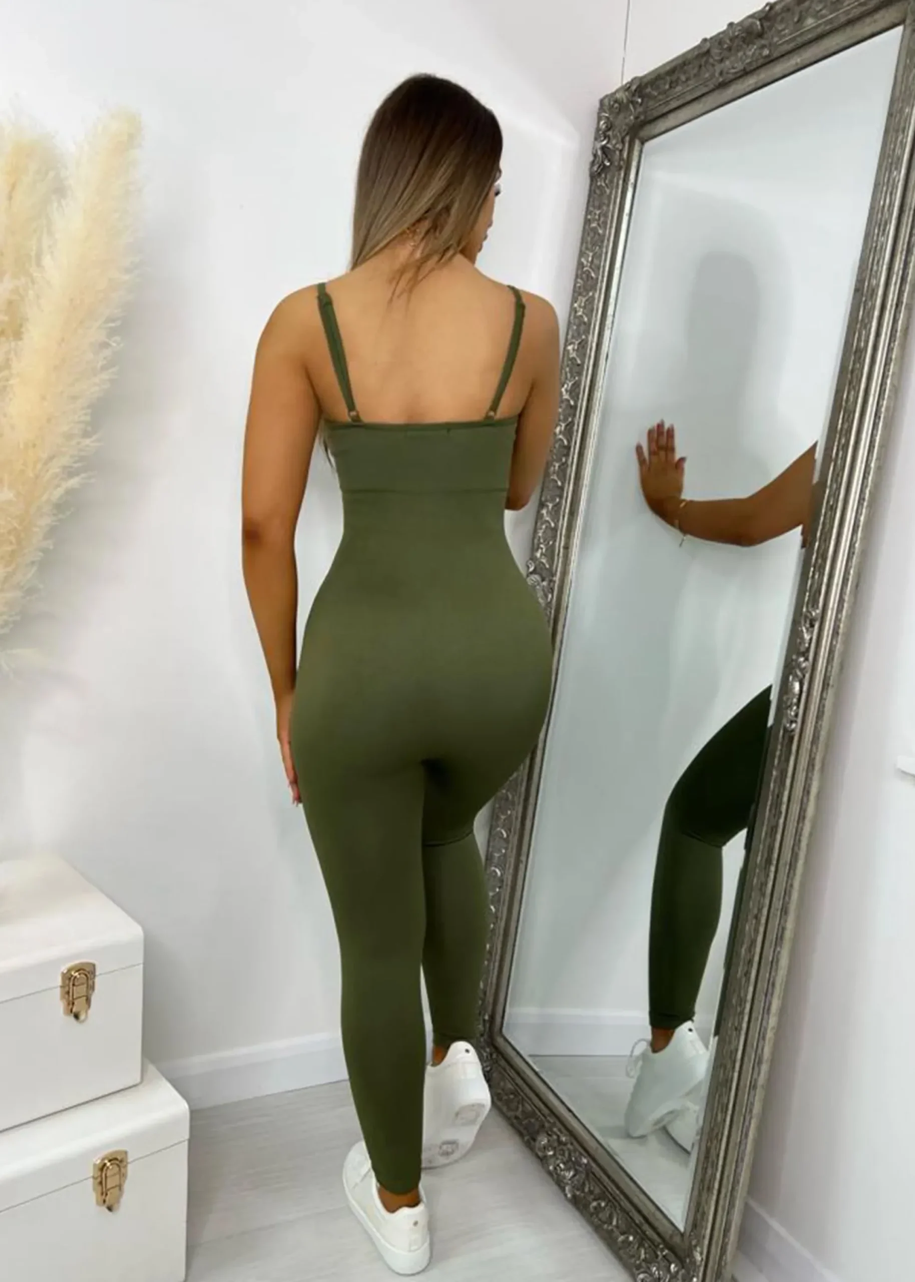 Women DressMeZee Rompers & Jumpsuits|Alli Ribbed Jumpsuit - Khaki
