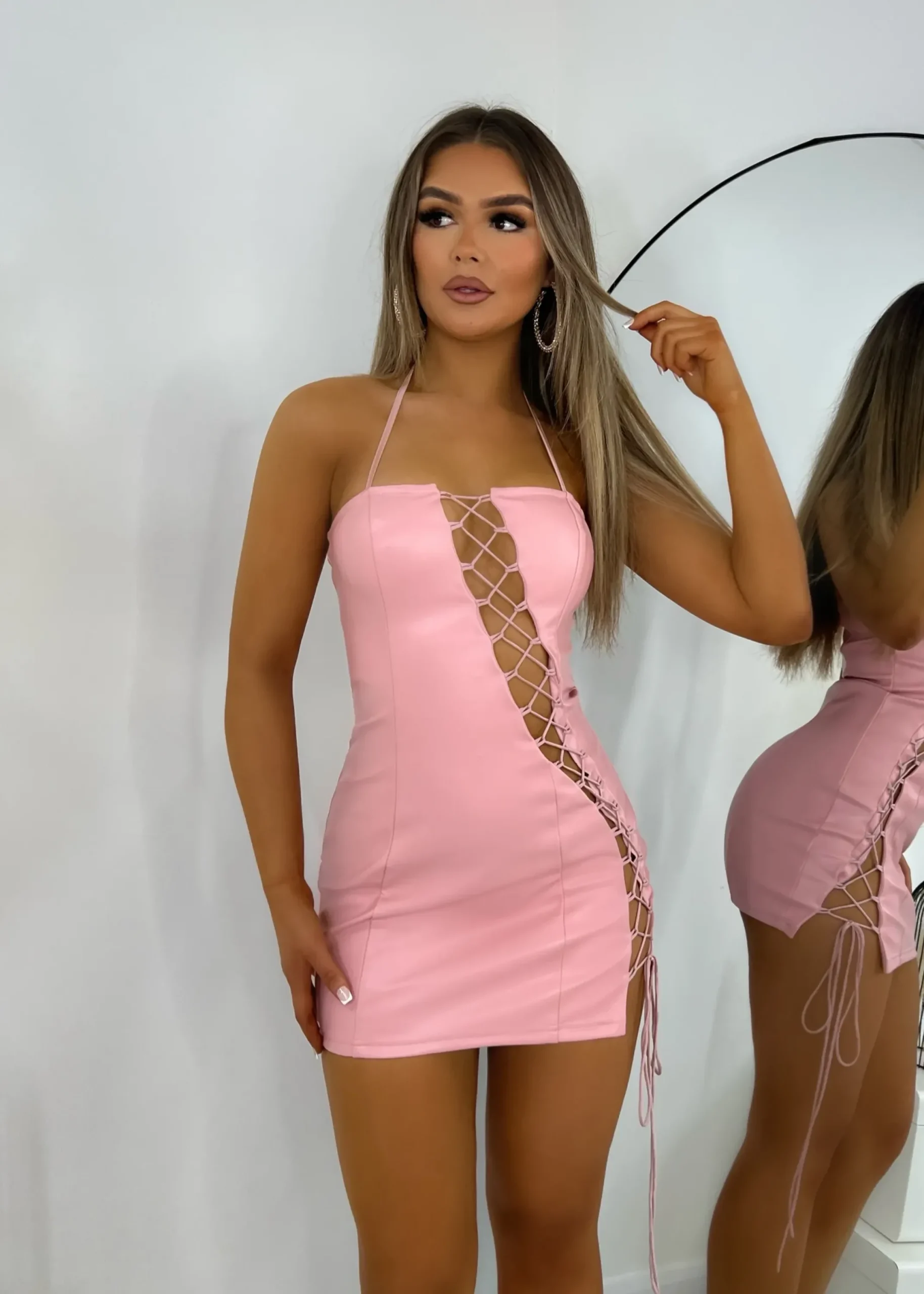 Women DressMeZee Dresses|Assignment Understood Pu Leather Dress - Pink