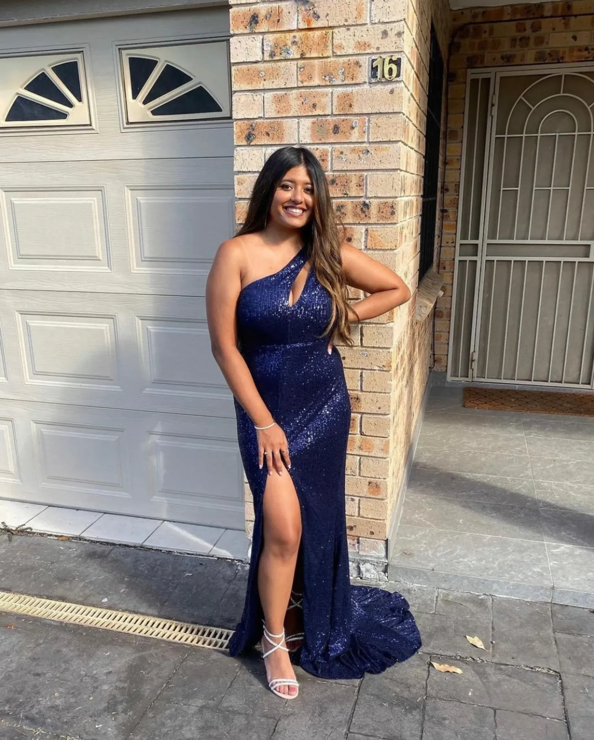 Women DressMeZee Occasion Wear|Candice One Shoulder Cut Out Gown - Midnight Blue