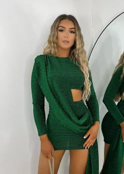 Women DressMeZee Dresses|Capture It Wrap Mini Dress - Dark Green