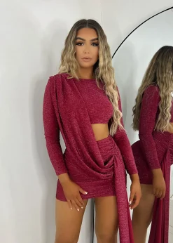 Women DressMeZee Dresses|Capture It Wrap Mini Dress - Wine