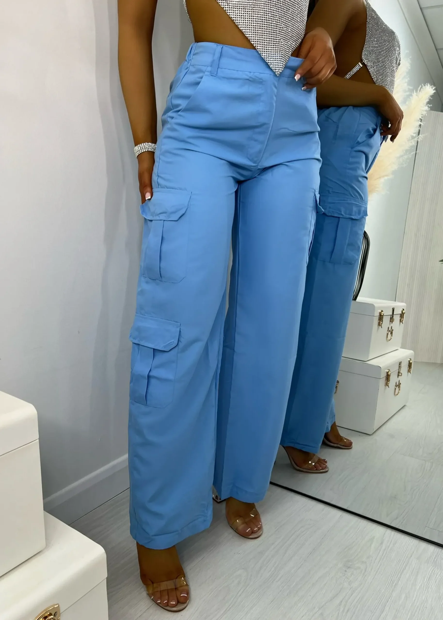 Women DressMeZee Bottoms|Cargo Queen Trousers - Blue