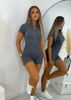 Women DressMeZee Rompers & Jumpsuits|Chilled Vibes Only Romper - Grey