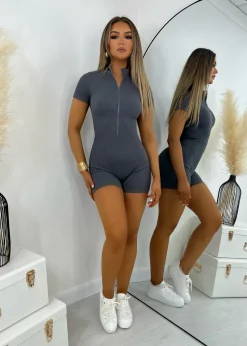 Women DressMeZee Rompers & Jumpsuits|Chilled Vibes Only Romper - Grey