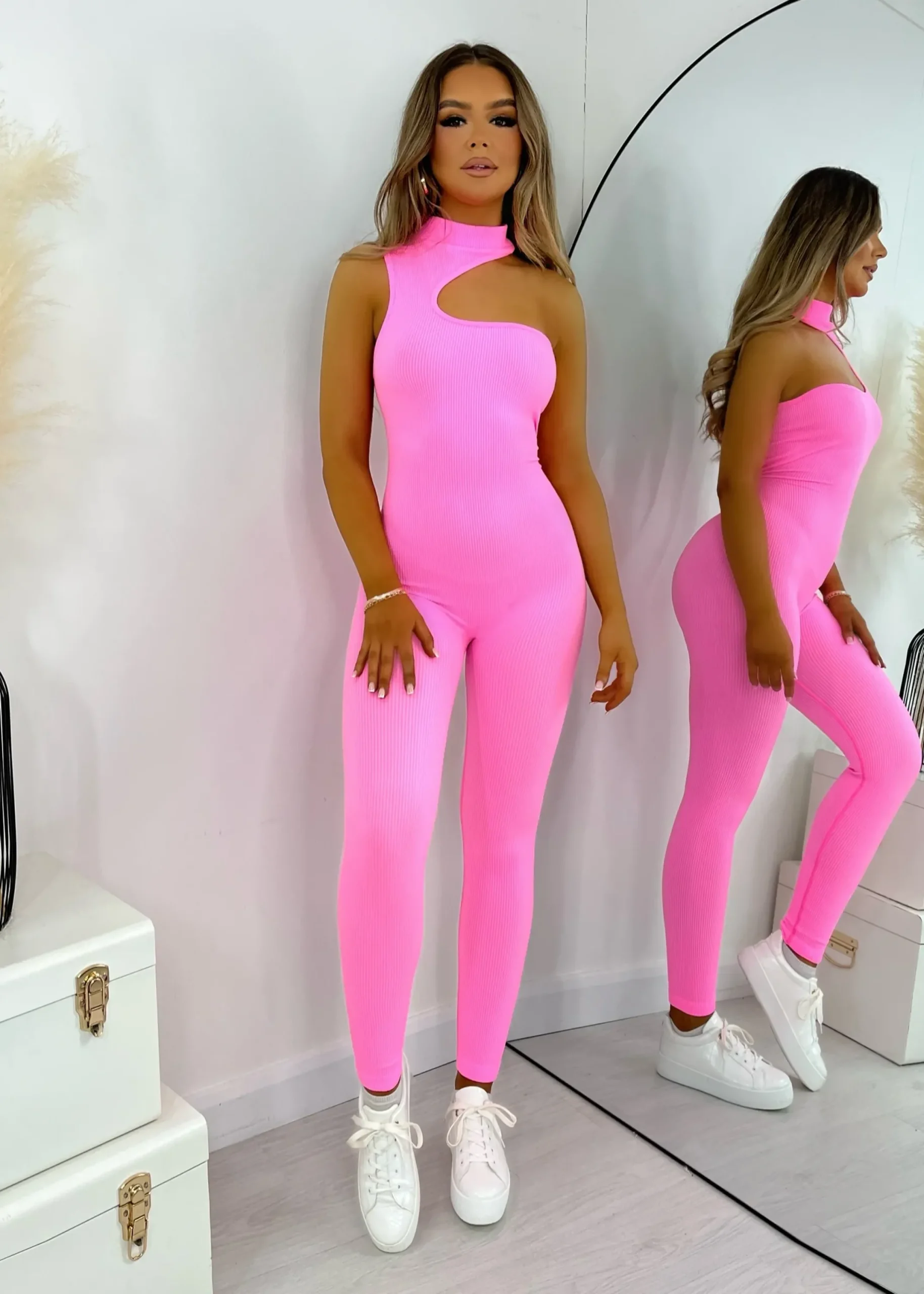 Women DressMeZee Rompers & Jumpsuits|Comfort Is Key Cut Out Jumpsuit - Pink