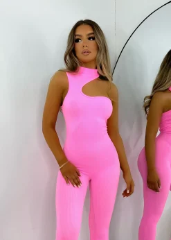 Women DressMeZee Rompers & Jumpsuits|Comfort Is Key Cut Out Jumpsuit - Pink