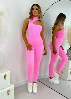 Women DressMeZee Rompers & Jumpsuits|Comfort Is Key Cut Out Jumpsuit - Pink