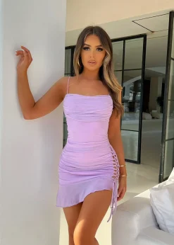 Women DressMeZee Dresses|Dreamin About Me Mesh Mini Dress - Lilac