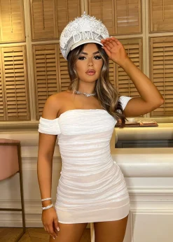 Women DressMeZee Dresses|Elle Off Shoulder Mini Dress - White