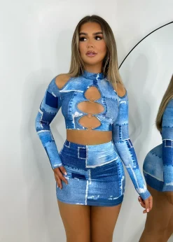Women DressMeZee Co-Ords|Fit Check Two Piece - Blue