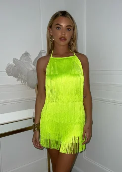 Women DressMeZee Rompers & Jumpsuits|Havana Nights Tassel Playsuit - Neon Green