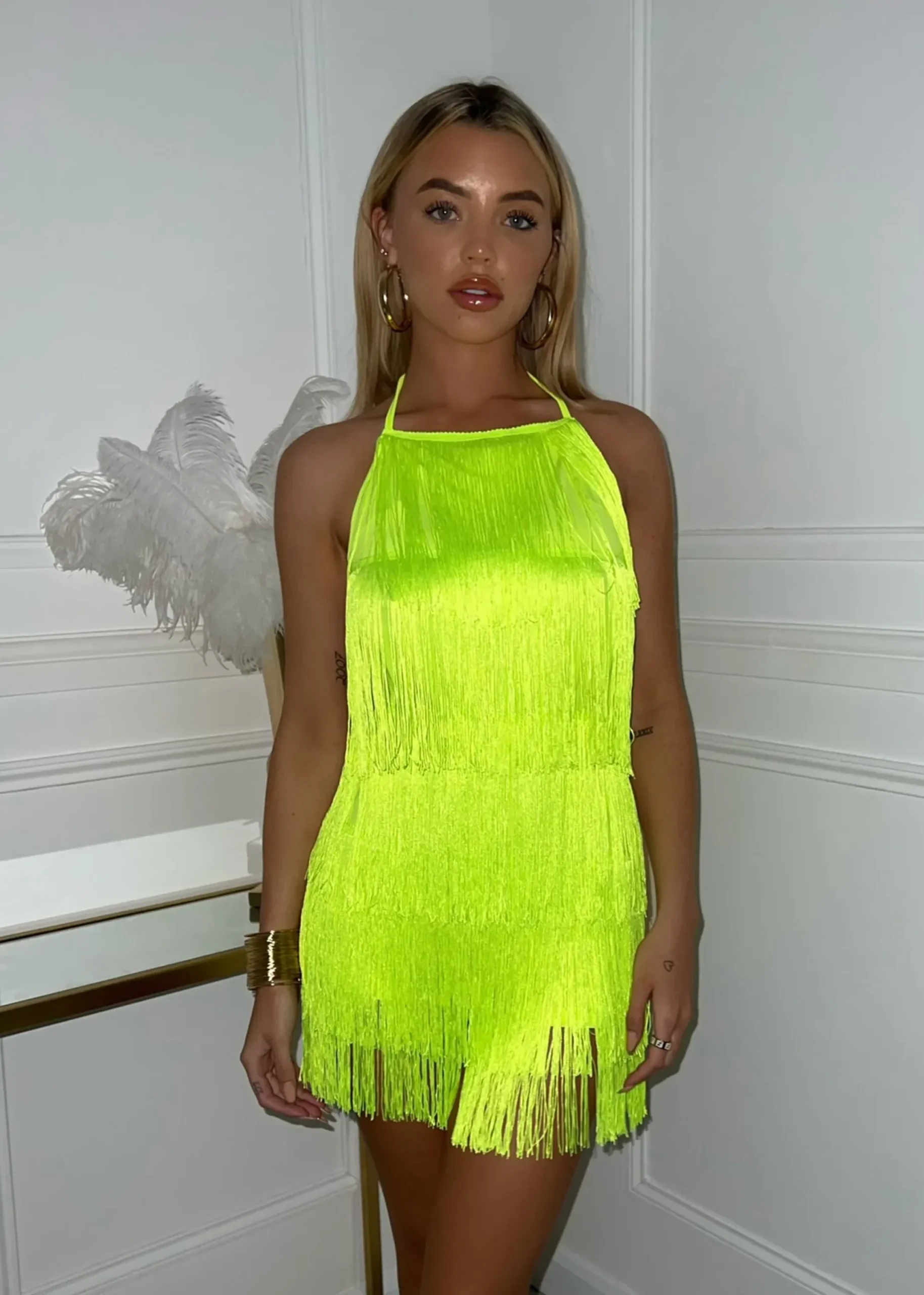Women DressMeZee Rompers & Jumpsuits|Havana Nights Tassel Playsuit - Neon Green