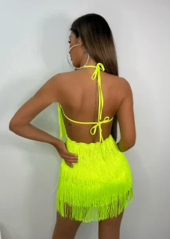 Women DressMeZee Rompers & Jumpsuits|Havana Nights Tassel Playsuit - Neon Green