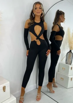 Women DressMeZee Rompers & Jumpsuits|I Came To Slay Cut Out Jumpsuit - Black