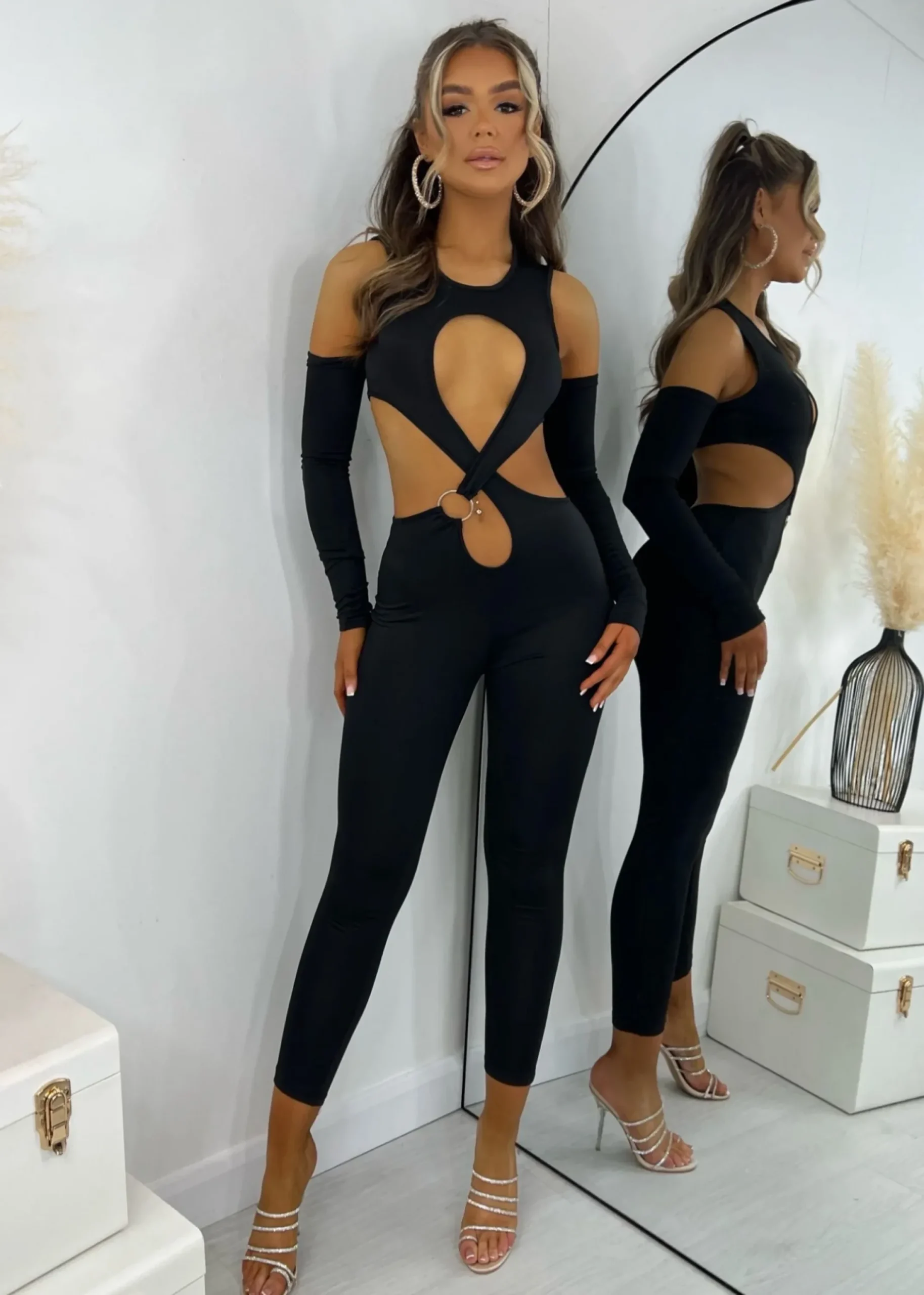 Women DressMeZee Rompers & Jumpsuits|I Came To Slay Cut Out Jumpsuit - Black