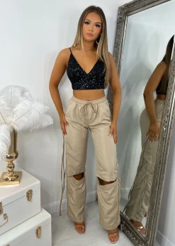 Women DressMeZee Bottoms|Iona Cargo Trousers - Sand