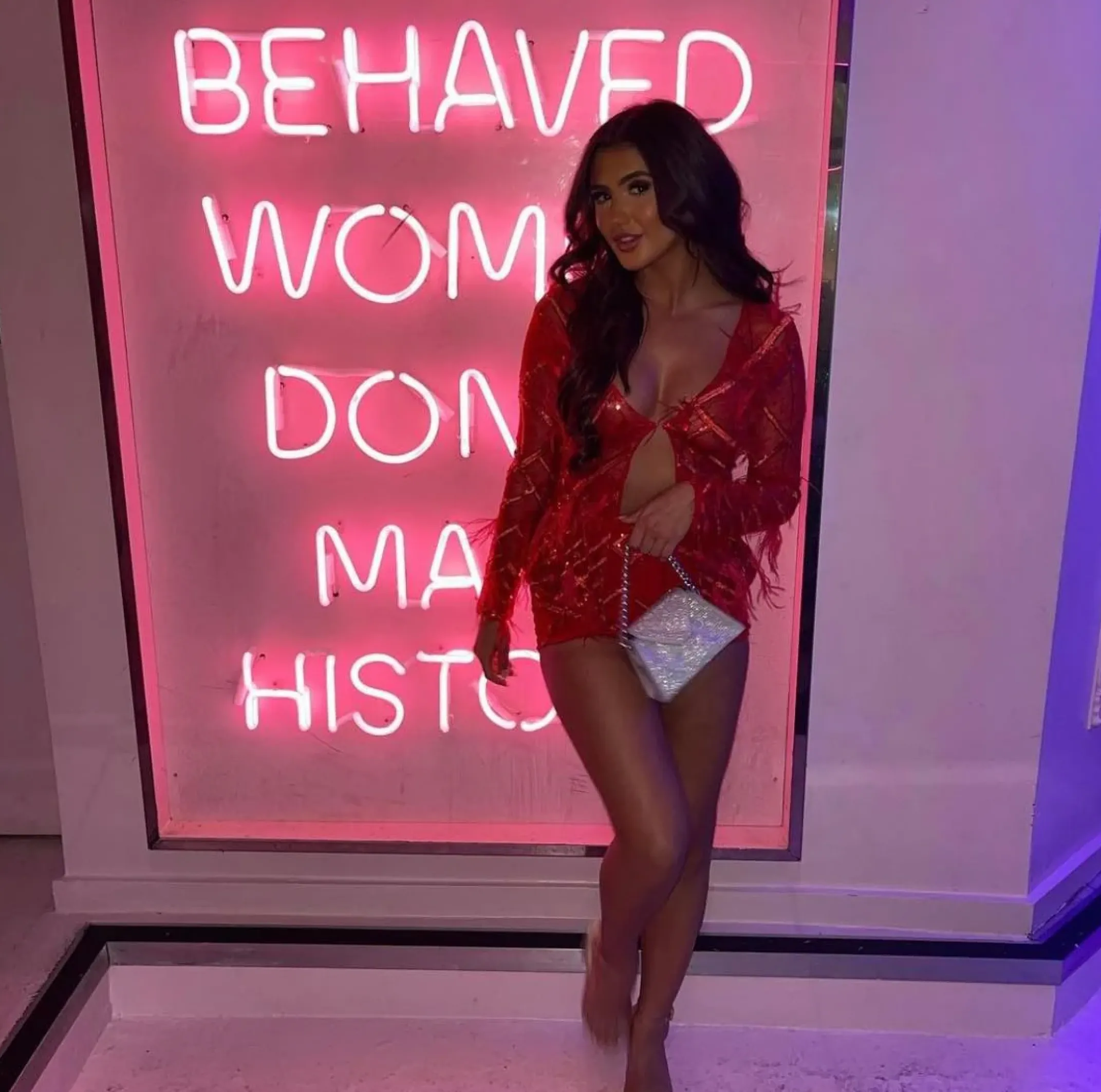 Women DressMeZee Co-Ords|Just My Type Feather Mesh Two Piece - Red