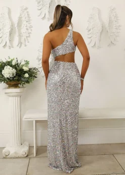 Women DressMeZee Occasion Wear|Luna Cut Out Sequin Gown - Multi