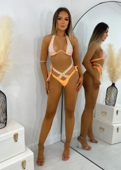 Women DressMeZee Swimwear|Miss Maldives Jewelled Bikini - Orange