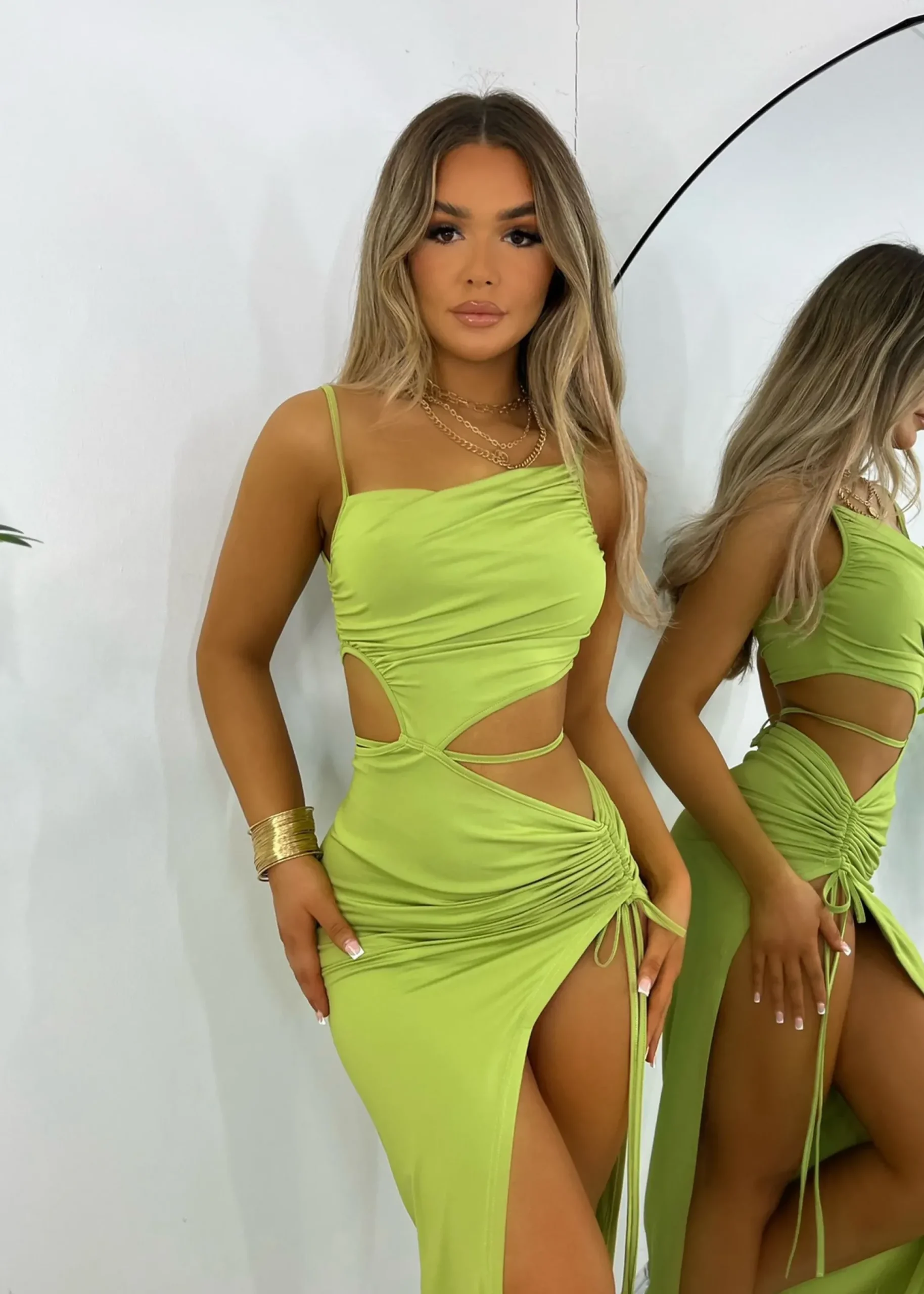 Women DressMeZee Dresses|Natalia Cut Out Maxi Dress - Green