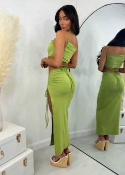 Women DressMeZee Dresses|Natalia Cut Out Maxi Dress - Green