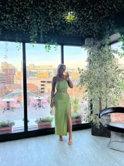 Women DressMeZee Dresses|Natalia Cut Out Maxi Dress - Green