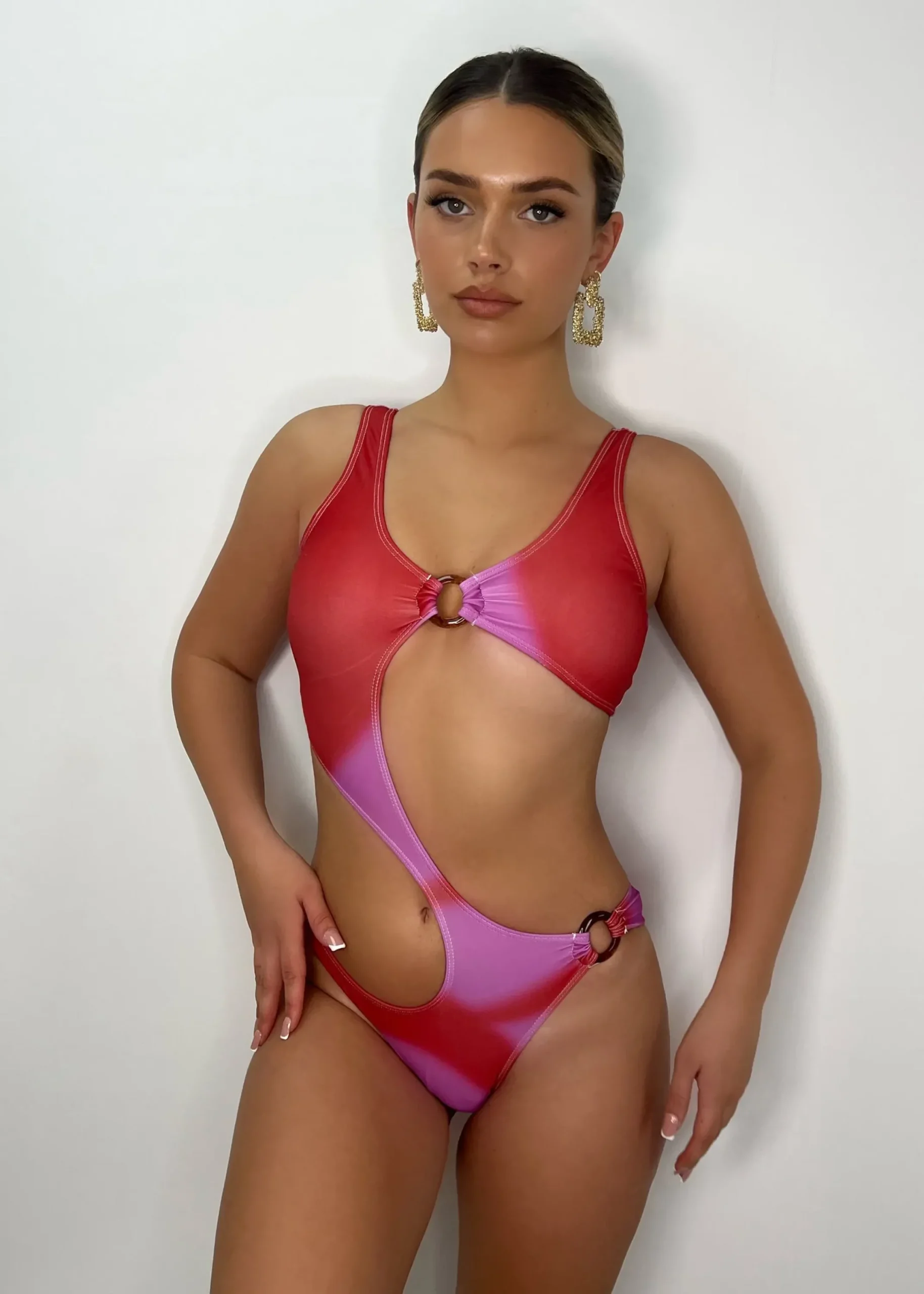 Women DressMeZee Swimwear|Oceania Print Swimsuit U0026 Skirt Set - Pink Multi