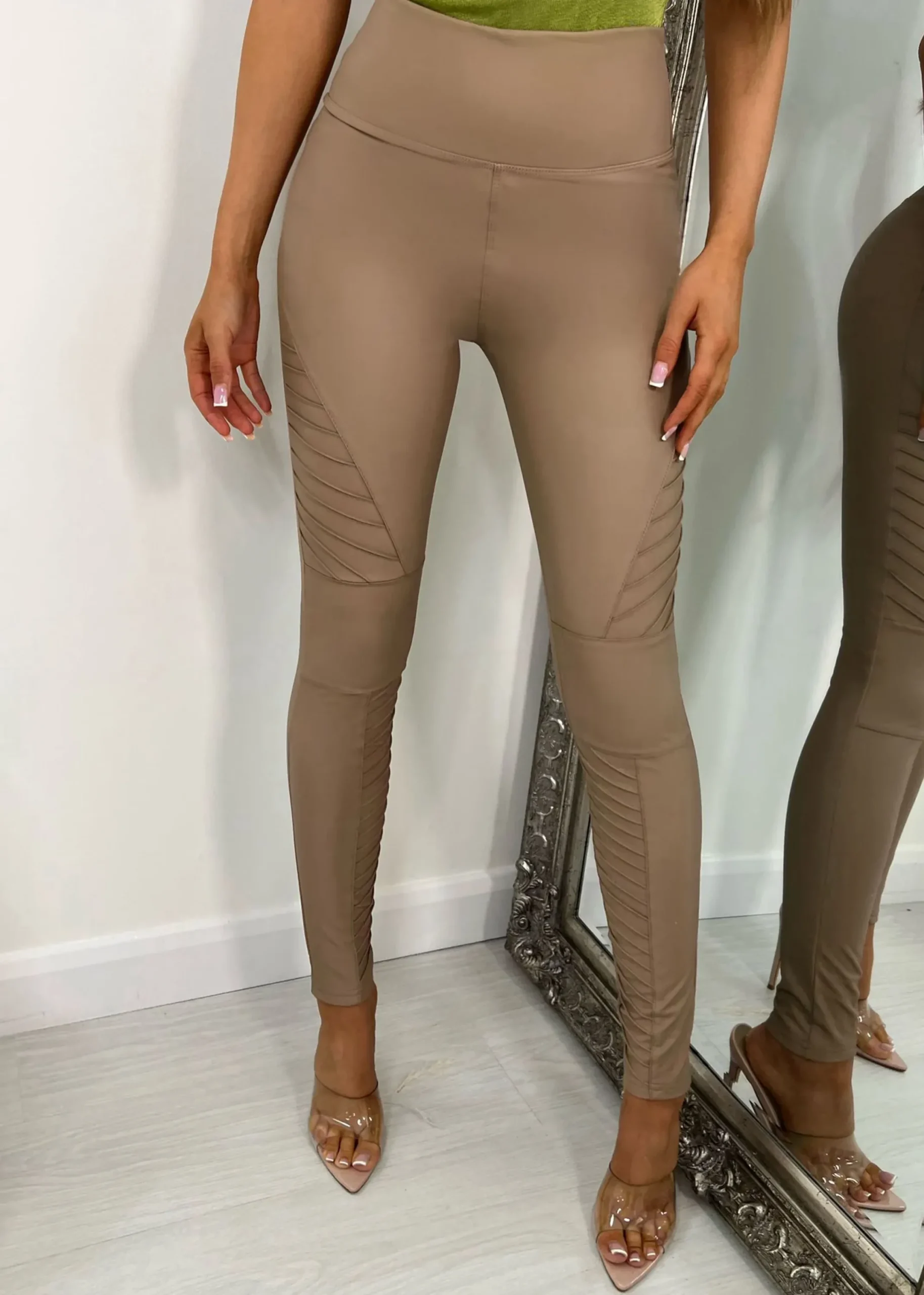 Women DressMeZee Bottoms|Reid Biker Pu Leggings - Nude
