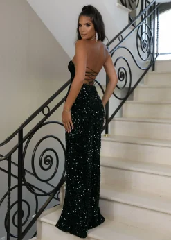 Women DressMeZee Occasion Wear|Shayna Sequin Gown - Green