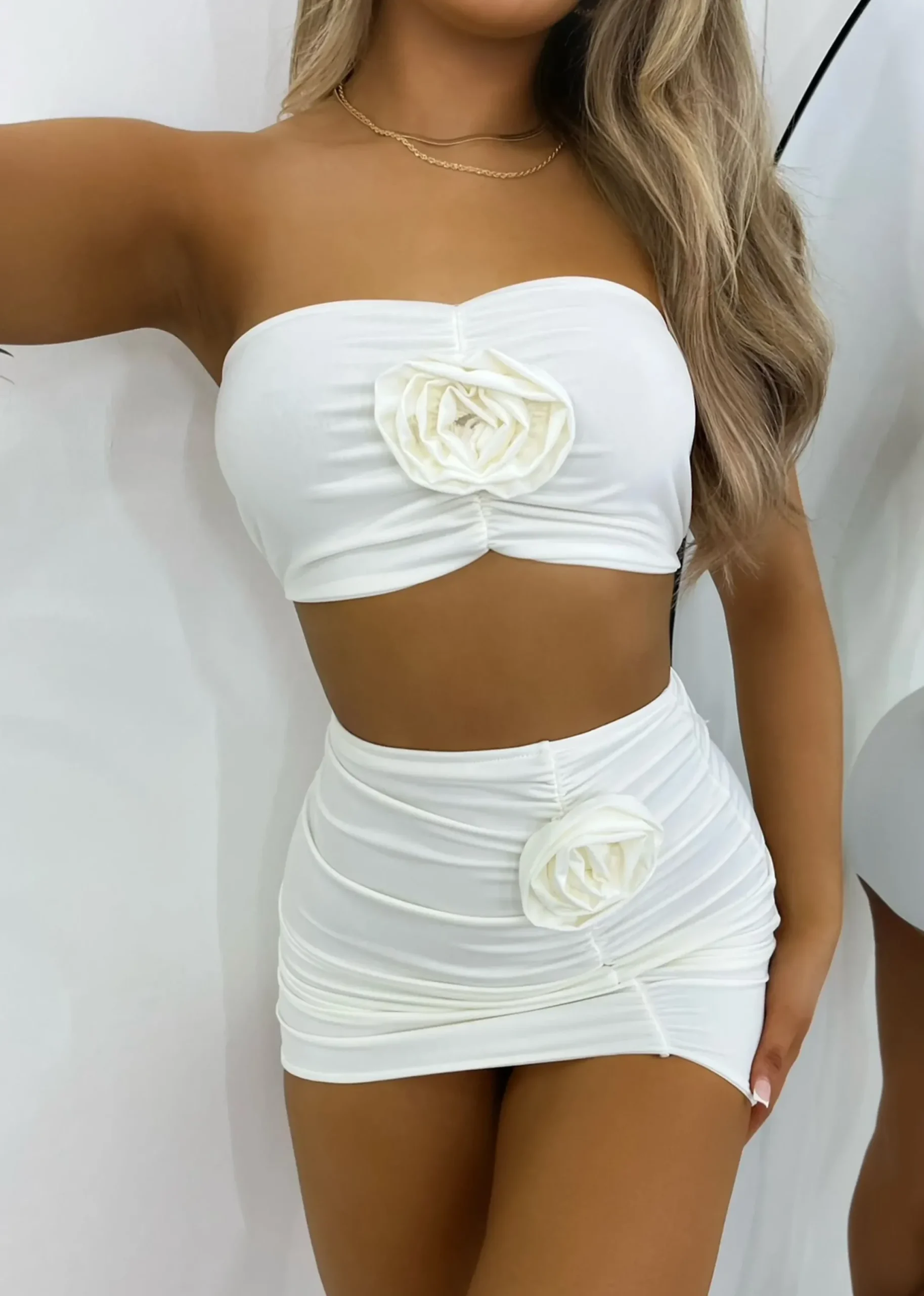 Women DressMeZee Co-Ords|Story Of Us Corsage Two Piece - White