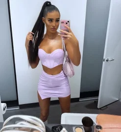 Women DressMeZee Co-Ords|Willow Pvc Diamante Two Piece - Lilac